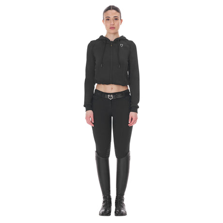 Equestro Women's Cropped Hoodie #colour_black