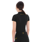 Equestro Women's Training Polo Shirt With Mesh Inserts #colour_black