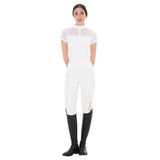 Equestro Women's Training Polo Shirt With Mesh Inserts #colour_white