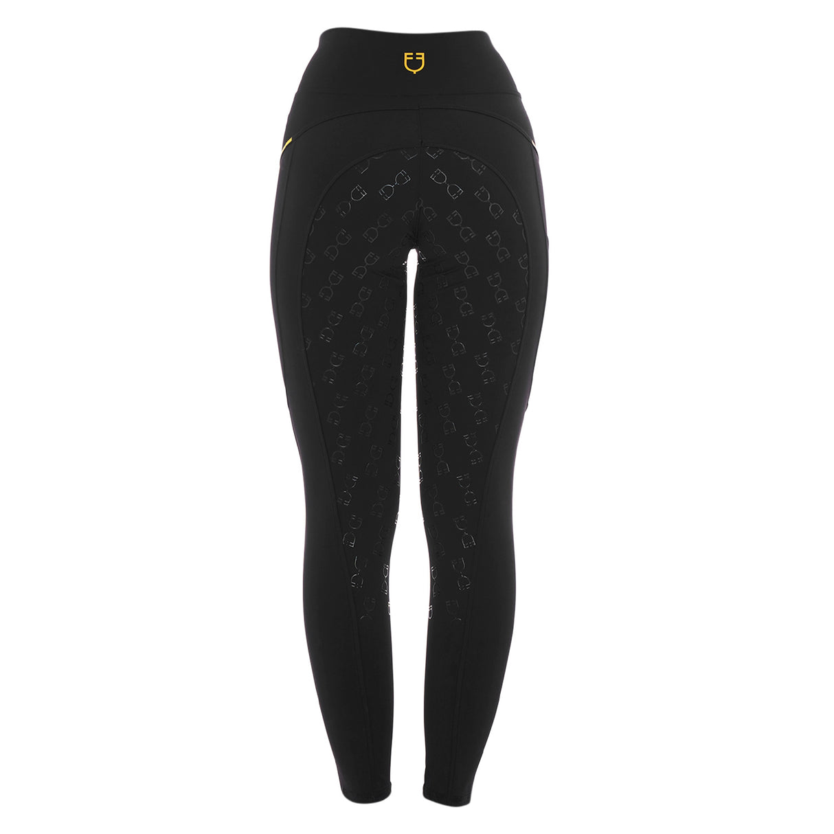 Equestro Women's Slim Fit Leggings with Micro Mesh Inserts #colour_black