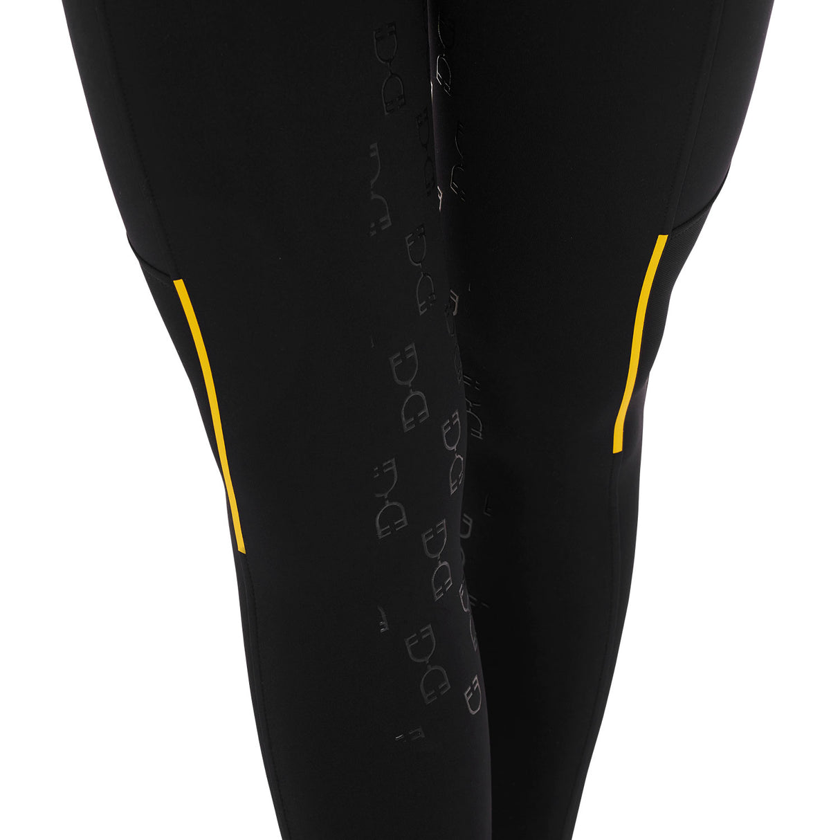 Equestro Women's Slim Fit Leggings with Micro Mesh Inserts #colour_black