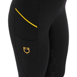 Equestro Women's Slim Fit Leggings with Micro Mesh Inserts #colour_black
