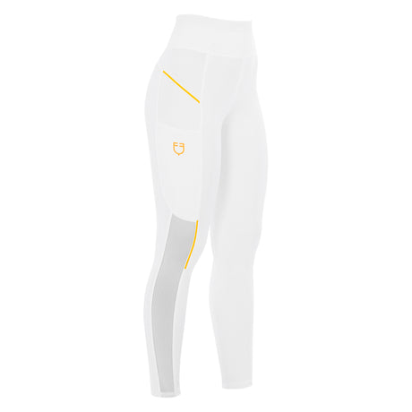 Equestro Women's Slim Fit Leggings with Micro Mesh Inserts #colour_white