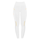 Equestro Women's Slim Fit Leggings with Micro Mesh Inserts #colour_white