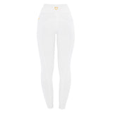 Equestro Women's Slim Fit Leggings with Micro Mesh Inserts #colour_white