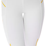 Equestro Women's Slim Fit Leggings with Micro Mesh Inserts #colour_white