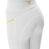 Equestro Women's Slim Fit Leggings with Micro Mesh Inserts #colour_white