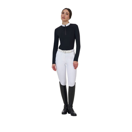 Equestro Ridertechnology women's competition polo shirt long sleeves and zip