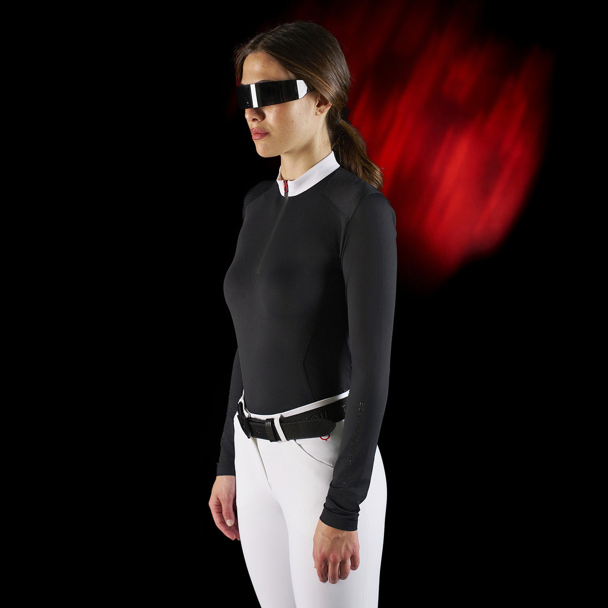 Equestro Ridertechnology women's competition polo shirt long sleeves and zip