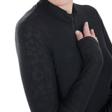 Equestro Women's Training Polo Shirt in Stretch Technical Fabric #colour_black