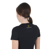 Equestro Women's Slim Fit Cotton T-Shirt Ready To Jump Print #colour_black