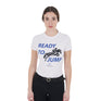 Equestro Women's Slim Fit Cotton T-Shirt Ready To Jump Print #colour_white