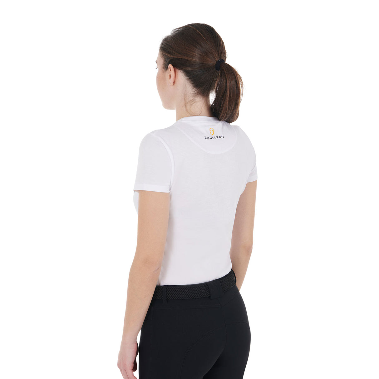 Equestro Women's Crazy Horse Cotton T-Shirt #colour_white