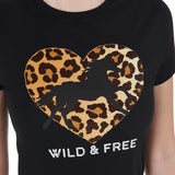 Equestro Women's Wild & Free Slim Fit Cotton T-Shirt #colour_black