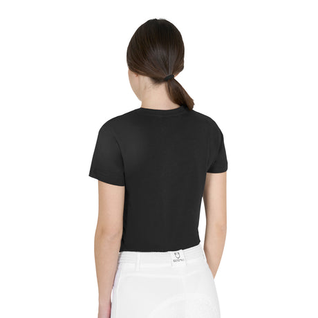 Equestro Women's Horse Lover Cotton T-Shirt #colour_black