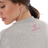 Equestro Women's Crewneck Sweatshirt With Sponge Lettering #colour_grey-fucsia