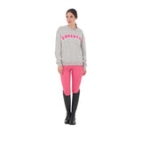 Equestro Women's Crewneck Sweatshirt With Sponge Lettering #colour_grey-fucsia