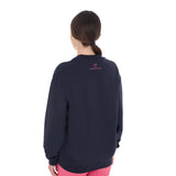 Equestro Women's Crewneck Sweatshirt With Sponge Lettering #colour_blue-fucsia