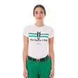 Equestro Women's Stripe Horse Club Cotton T-Shirt #colour_white