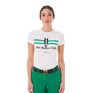Equestro Women's Stripe Horse Club Cotton T-Shirt #colour_white