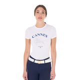 Equestro Women's Cannes Cotton T-Shirt With Rhinestones #colour_white