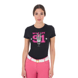 Equestro Women's Wild Life Printed Cotton T-Shirt #colour_black