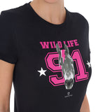 Equestro Women's Wild Life Printed Cotton T-Shirt #colour_black