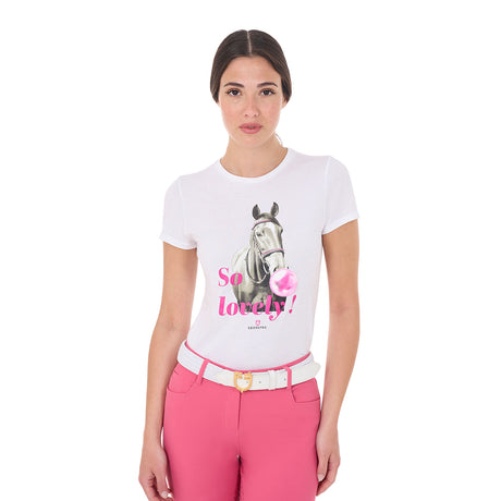 Equestro Women's T-Shirt with So Lovely Print #colour_white
