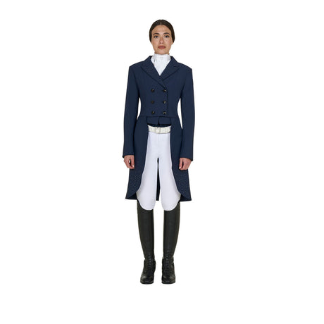 Women's tailocoat in technical fabric with rhinestones