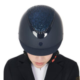 Equestro Narrow Visor Helmet With Rhinestones En 1384-2023 Homologation #colour_blue