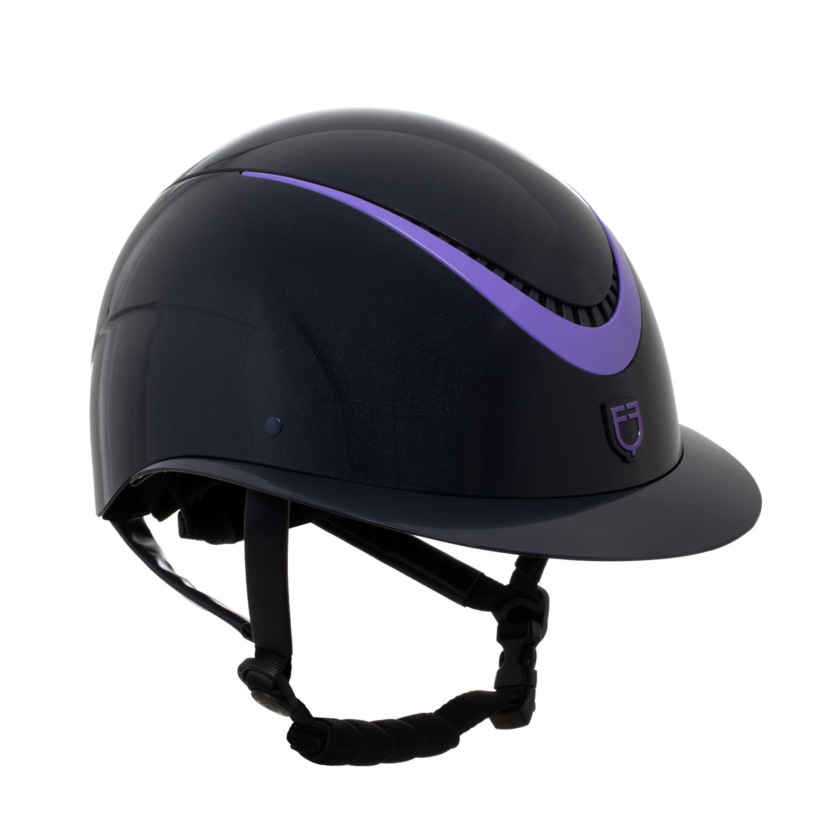 Equestro Helmet Polished Faux Leather Strap Homologation En 1384-2023 #colour_blue-purple