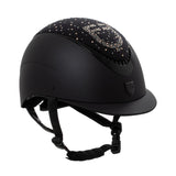 Equestro Matt Helmet With Narrow Visor And Rhinestone Logo Homologation En 1384-2023