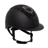 Equestro Matt Helmet With Wide Visor And Rhinestone Logo Homologation En 1384-2023 #colour_black