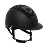 Equestro Matt Helmet With Wide Visor And Rhinestone Logo Homologation En 1384-2023 #colour_black