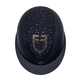 Equestro Matt Helmet With Wide Visor And Rhinestone Logo Homologation En 1384-2023 #colour_blue