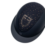 Equestro Matt Helmet With Wide Visor And Rhinestone Logo Homologation En 1384-2023 #colour_blue