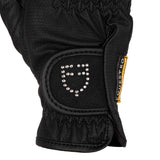Equestro Women's Gloves In Soft Technical Fabric With Glitter Logo #colour_black