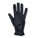 Equestro Women's Gloves In Soft Technical Fabric With Glitter Logo #colour_blue