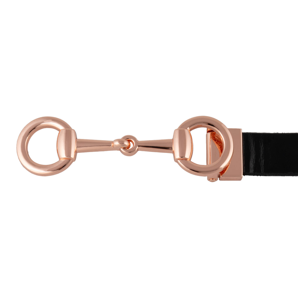 Equestro Women's Glossy Belt With Snaffle Bit Buckle #colour_black-gold