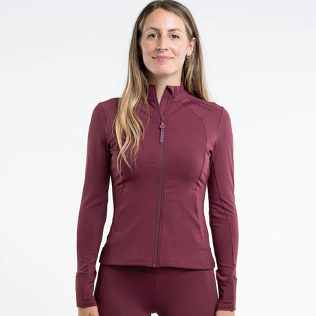 EQUIDRY Women's Water Repellent Zip up Top #colour_plum-black