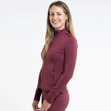 EQUIDRY Women's Water Repellent Zip up Top #colour_plum-black