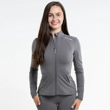 EQUIDRY Women's Water Repellent Zip up Top #colour_grey-white