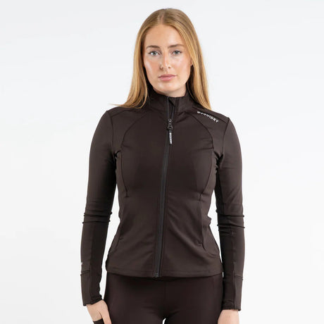 EQUIDRY Women's Water Repellent Zip up Top #colour_brown-white