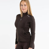 EQUIDRY Women's Water Repellent Zip up Top #colour_brown-white