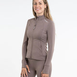 EQUIDRY Women's Water Repellent Zip up Top #colour_mocha-white