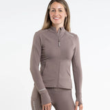 EQUIDRY Women's Water Repellent Zip up Top #colour_mocha-white