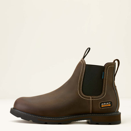 Ariat Men's Groundbreaker Chelsea Waterproof Soft Toe Work Boot #colour_brown