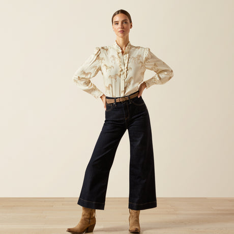 Ariat Women's Cricklade Blouse #colour_watercolor-horse-print