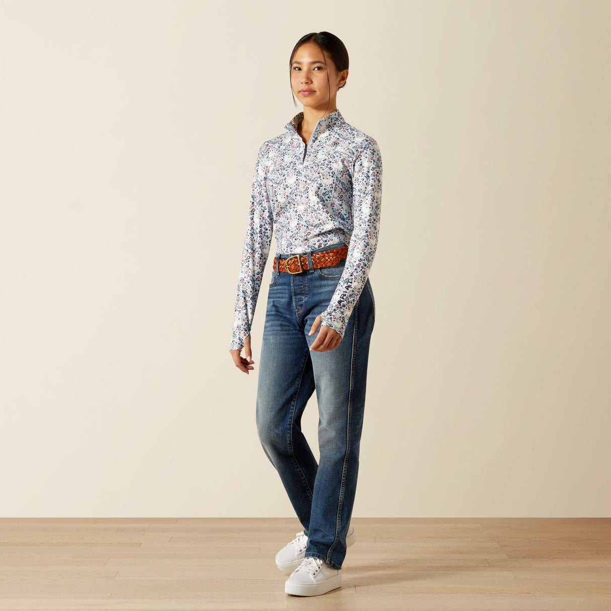 Ariat Youth Lowell 3.0 1/4 Zip Long Sleeve Baselayer - Posey Pony Print #colour_posey-pony-print