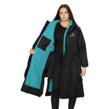 EQUIDRY Women's Thick Fleece Evolution Fixed Hood #colour_black-turquoise
